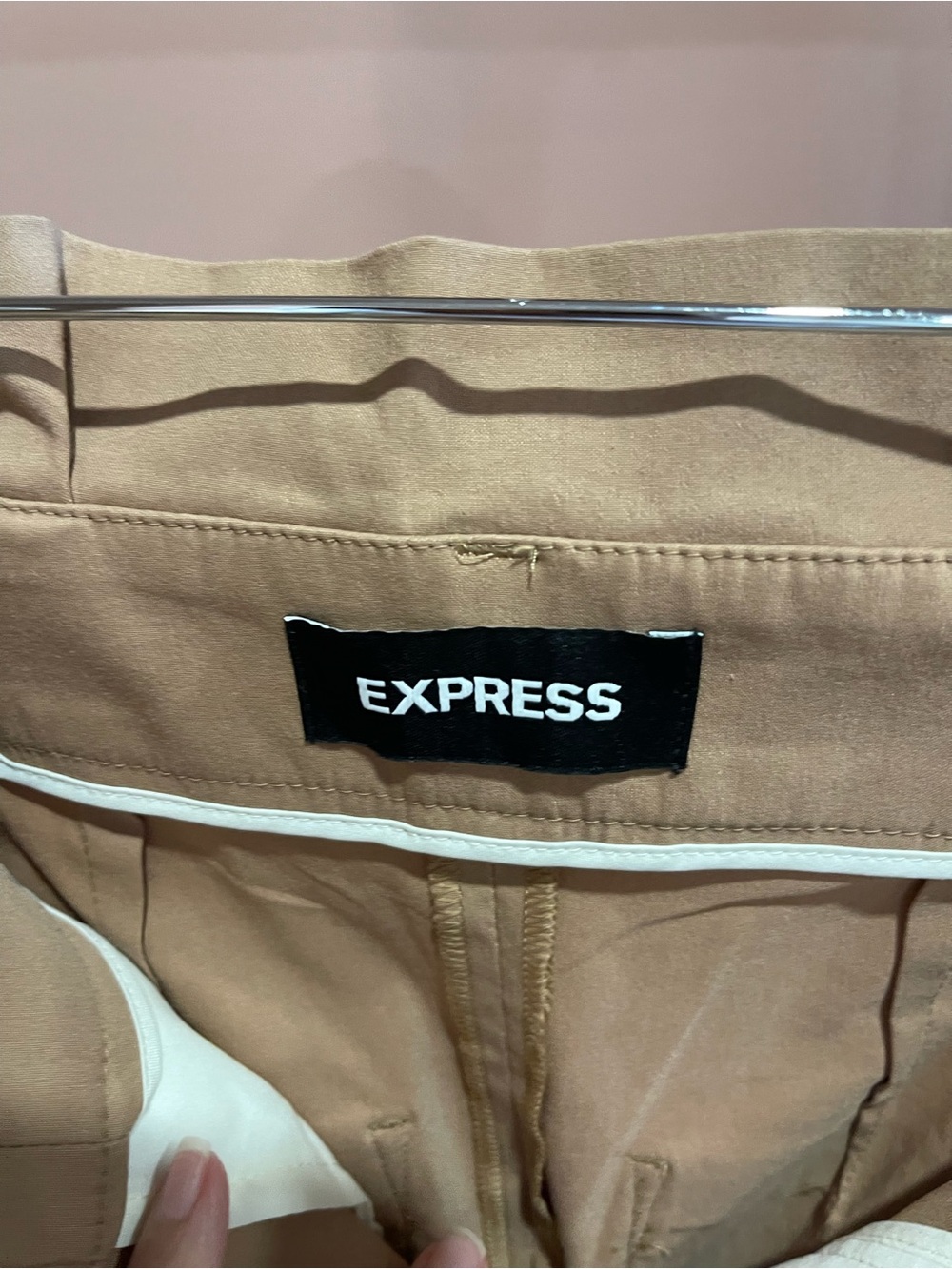 Express Women's Tan Wide-Leg High-Waist Pants with Matching Crop Top - Picture 6 of 9